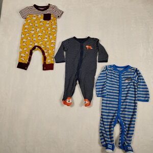 Baby Boys 3-6  6 Months One Piece Sleepers Romper  Lot Of‎ 3 Baseball Fox